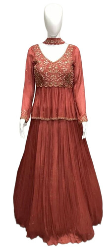 Paplon Crop Top Ethnic Set With Dupatta - Color: Multiple