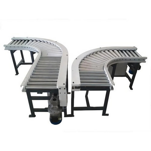 90 Degree Turn Roller Conveyor - Color: Silver