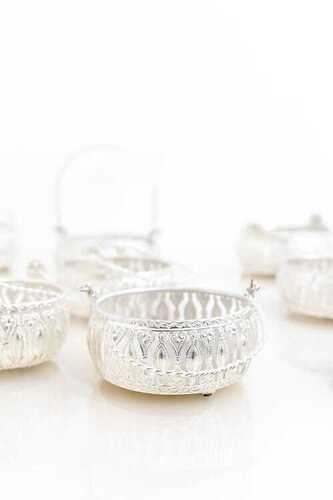 Vintage Decorative Serving Platter In Silver Finish