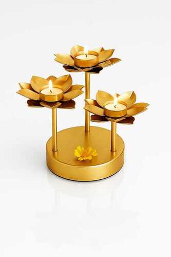 Lotus Tealight Holder Stand - Material: Metal