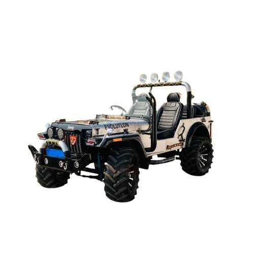 White Open Modified Jeep - Material: Metal
