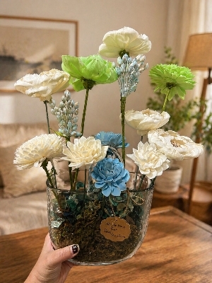 Purse-Shaped Soda Glass Vase - Bottom Diameter: Ok