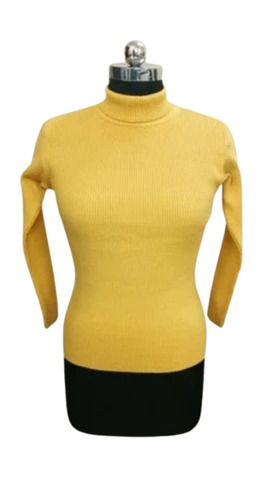 Ladies Yellow High Neck Sweater - Design: Standard