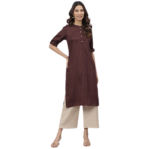 Ladies Fancy Kurtis - Color: Solid Brown