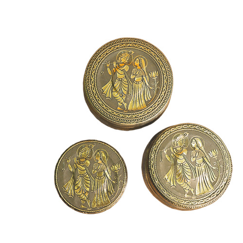 Radha Krishna Meenakari Steel Container (Pack Of 3)