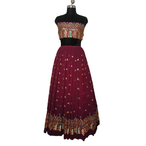 Premium Georgette Embroidery Fabric - Color: Maroon