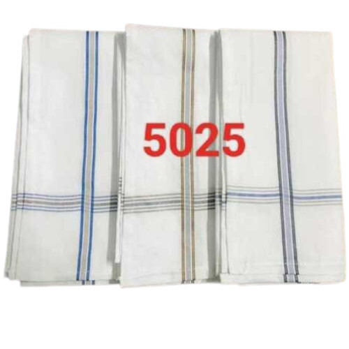 D. No : 5025 White To Color Border 21 X 21 Inches 4 Side Cotton Handkerchief - Color: Mix