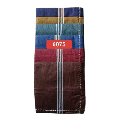 D No. 6075 Dark Color 20X20 Inches 2 Side Cotton Handkerchief - Color: Mix