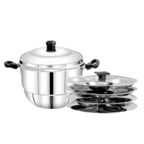 Stainless Steel Hot 16 Idly Pot With Steamer - Color: Silver