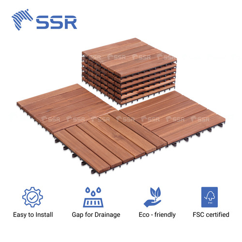 Interlocking Acacia Wood Decking Tile
