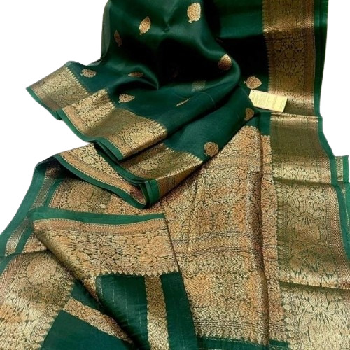 Green Organza Kora Sik Saree 