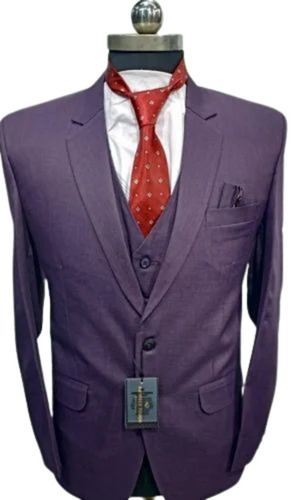 Men Cotton Formal Blazer - Color: Purple