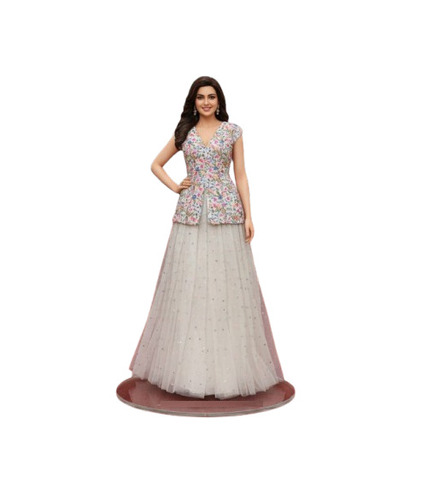 Multi Sequence Embroidered Georgette And Butterfly Net Fabric