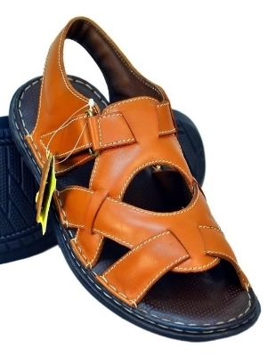 Leather Sandal - Color: Black Brown Tan