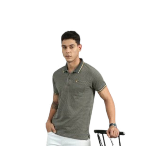 Collar Nylon T Shirt - Color: Grey