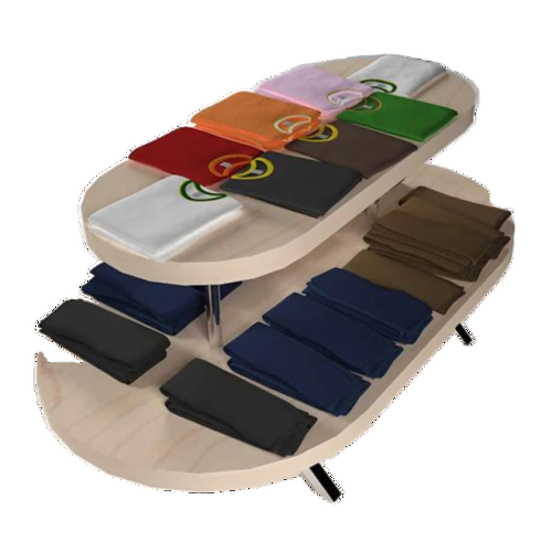 Double Layer Oval Wooden Display Table