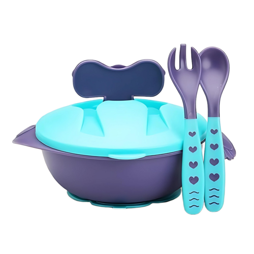 Cradleve Compact 3 In1 Blue Baby Feeding Bowl Set