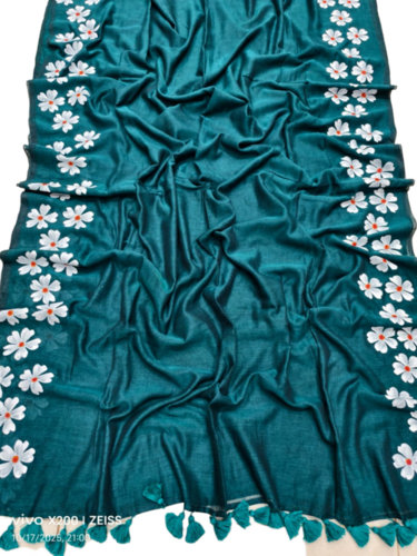 Shiuli Hand Painted Mul Cotton Saree