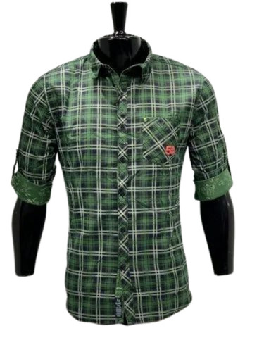 Green Mens Check Shirt