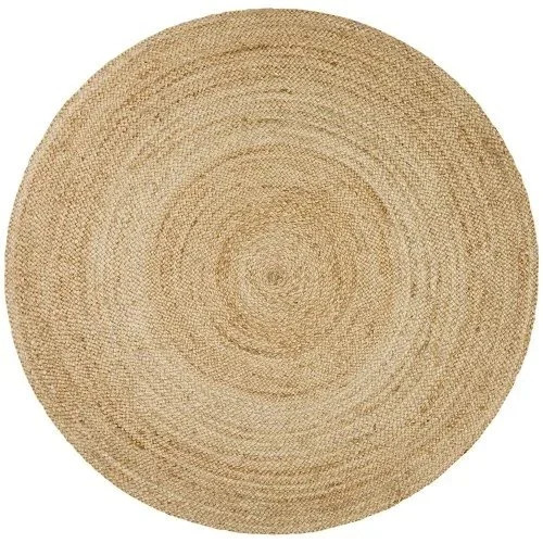 Handmade Round Jute Rug - Color: Natural & Multicolor