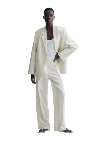 High-Waist Pleated Pants For Formal And Casual Wear - Color: White