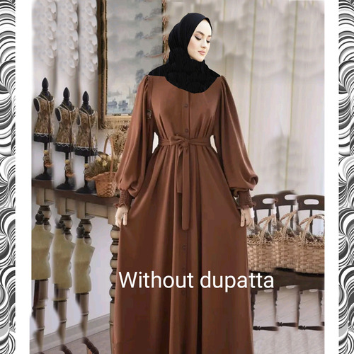Brown Plain Ladies Abaya For Women Burqa Modest Wear Islamic Stylish Dubai Abaya - Design: Casual