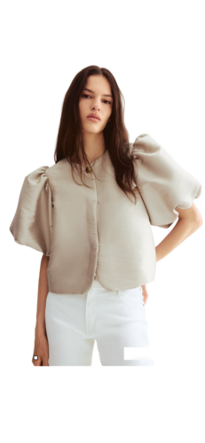 Women Satin Beige Short Top