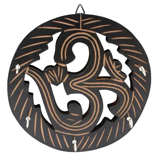 Round Wooden Om Shape Key Holder