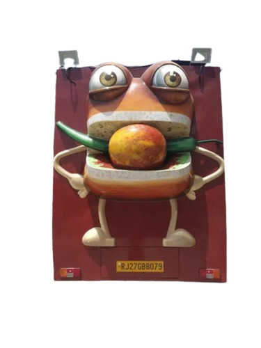 Food Truck With 3D Design - 11ft Length, 6ft Height, 5.6ft Width, 4 Wheels, 2 Compartments | Red Color, Diesel Fuel, 1 Year Warranty