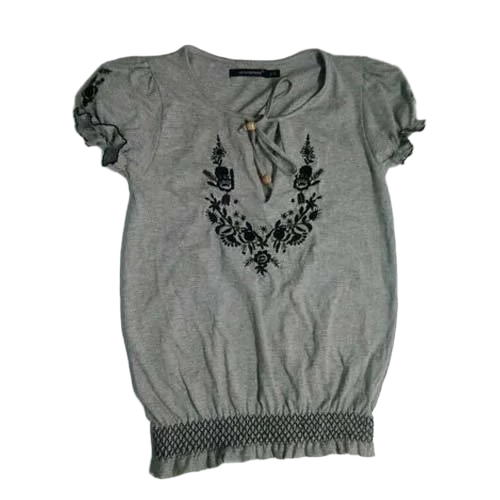 Ladies Designer Wear Top - Cotton, All Sizes, Summer Grey Printed | Skin Friendly, No Fade, Hand & Machine Wash