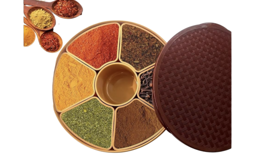 Round Plastic Masala Spice Box