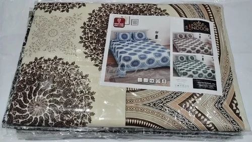 Polyester Double Bed Sheet Set - Color: Multi