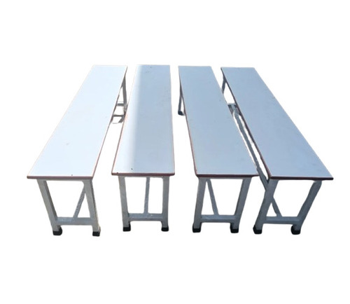 Mild Steel Wooden Bench - Color: White