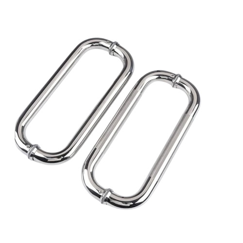 Polished Steel Door Handle - Color: Metallic