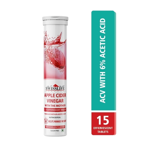 SwissLife Forever Apple Cider Vinegar 750 mg Effervescent Tablets | with Vit.B6, Vit.B12 (15 Tablets)