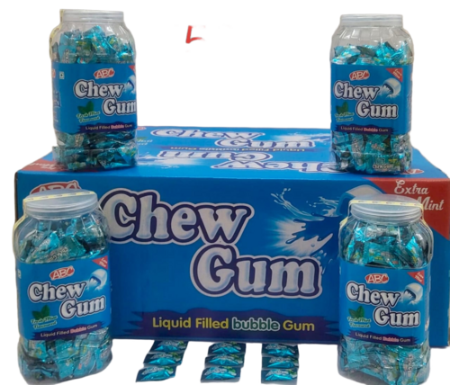 Chew Gum Liquid Filled Bubble Gum - Blue Ball, Solid Form, Eggless | Juicy Burst Flavor, Soft Chewy Texture, Fun Bubble Blowing
