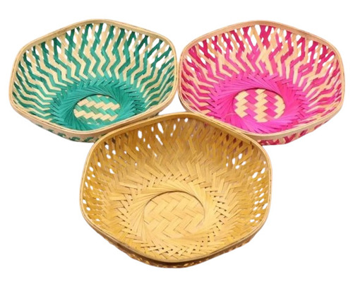 Bamboo Handicraft Handmade Fruits Basket - Color: Multicolor