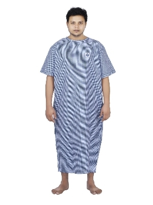 Patient Gown - Cotton, XS-XXXL, Green | Breathable, Quick Dry, V-Neck, Unisex, Machine Washable