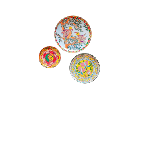Ritualistic Madhubani Metal Fridge Magnet Set - Color: Multi