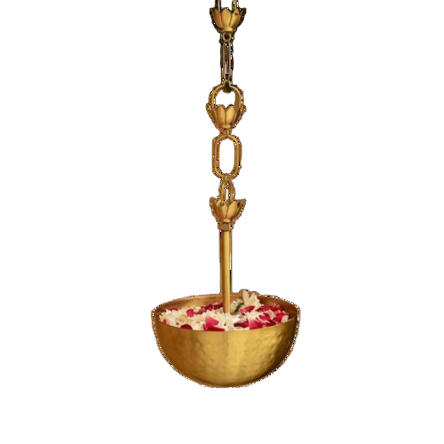 Ritualistic Home Purifying Brass Hanging Dhoop Holder - Color: Gold