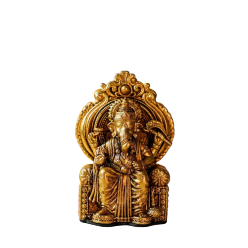 Ritualistic Pure Brass Lalbaug Raja Idol - Color: Gold