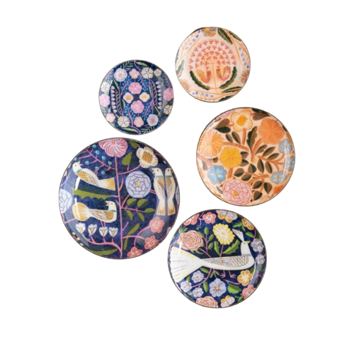 Ritualistic Kashmiri Art Fridge Magnets Set Of 5 Pieces - Color: Multi