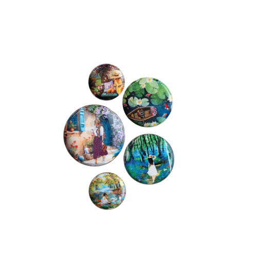 Ritualistic Slice Of Life Art Fridge Magnets Set Of 5 - Color: Multi