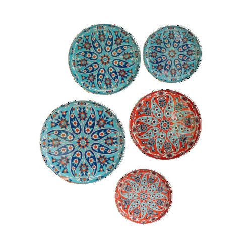Ritualistic Turkish Wall Plates For Home Decoration Set Of 5 Plates - Color: Multi