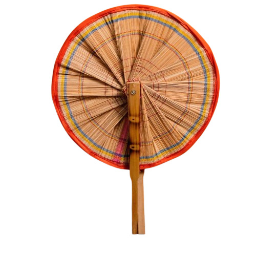 Bamboo Handicraft Folding Hand Fan - Color: Natural Brown