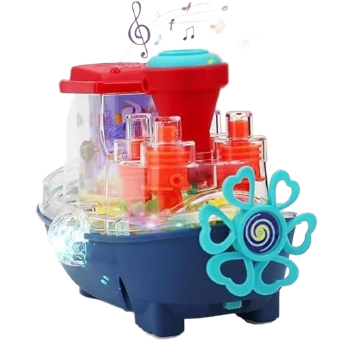 Gear Land Ship Toy With Music And Lights - Plastic Standard Size Multi Color | Durable Rust Proof For Kids Play