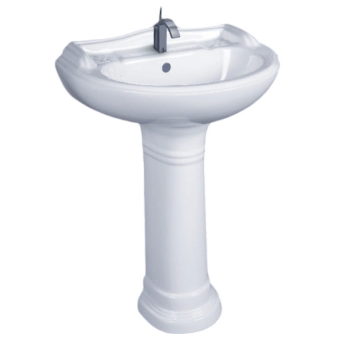 Designer Pedestal Wash Basin - Color: White