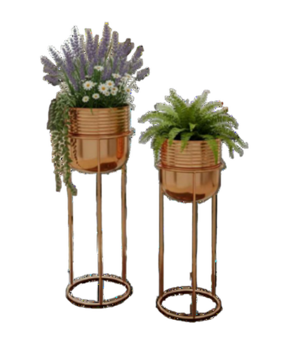 Metal Iron Planter Set Of 2 Pieces - Color: Copper
