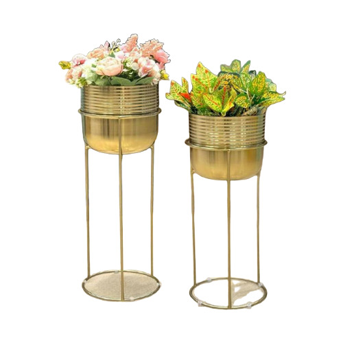 Metal Planter Set Of 2 Pieces - Color: Gold