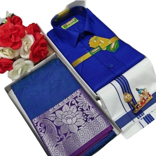 Dhoti Shirt Set With Matching Saree Combo - Cotton 8 Meters White | Good Quality Custom Size